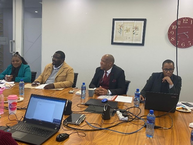 The Information Regulator South Africa assessment team comprising of the IT analyst, Compliance and Monitoring official and Complaints and Investigations officers. The team was led by POPIA Executive Adv Tshepo Boikanyo.